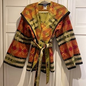 Pendleton Virgin Wool Reversible Belted Cape Coat Jacket XS/S